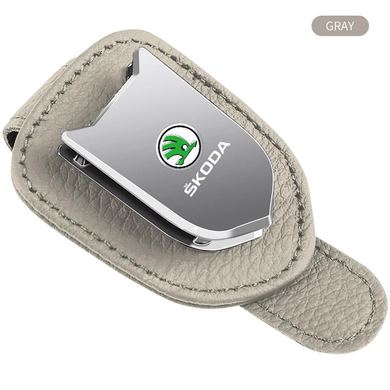 Car Auto Sun Visor Glasses Box Sunglasses Clip Card Ticket Holder Stand for Skoda Fabia Kodiaq Kamiq Superb Yeti Octavia Enyaq Rapid Karoq Derivati