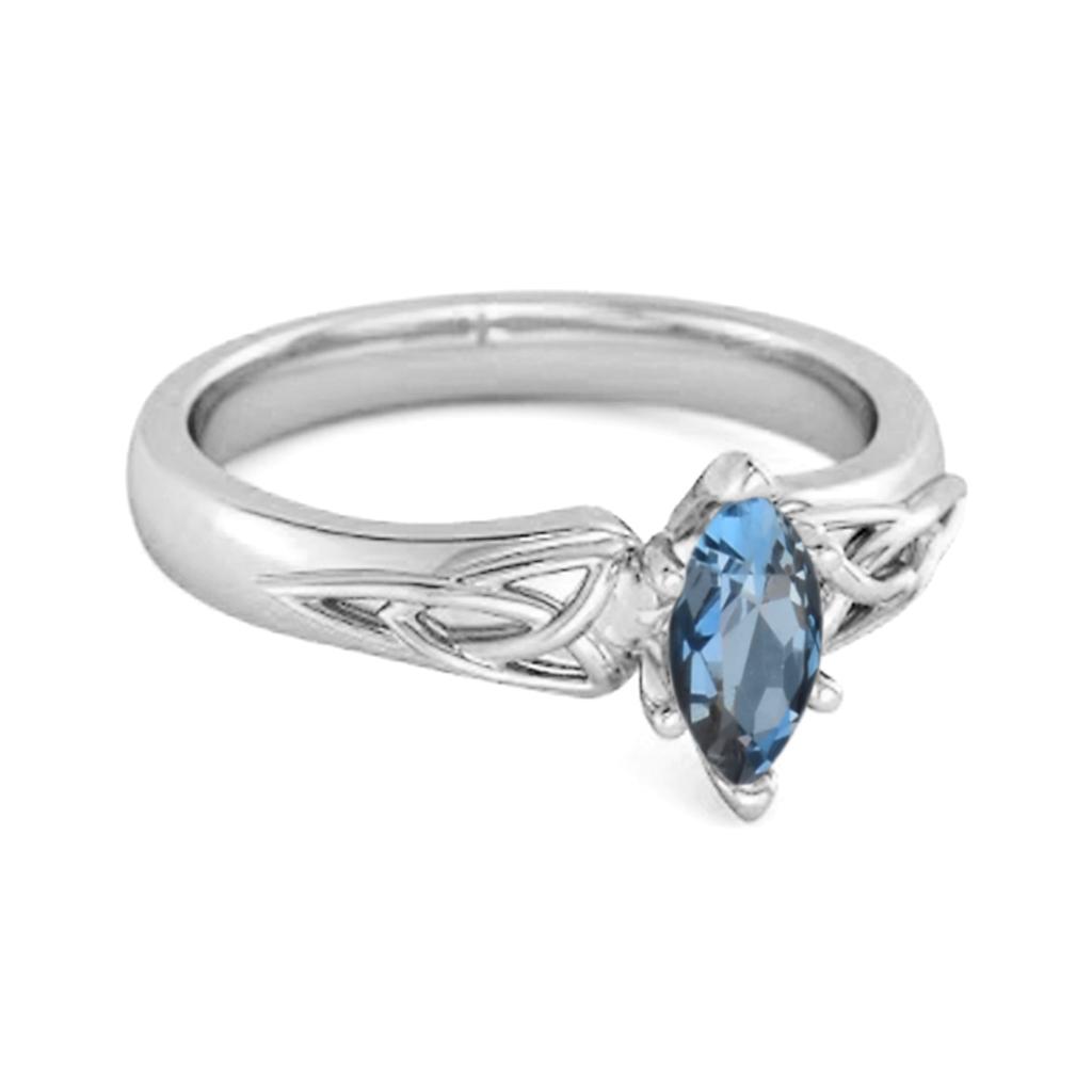 Celtic London Blue Topaz Ring 925 Sterling Silver Trinity Knot Band Ring