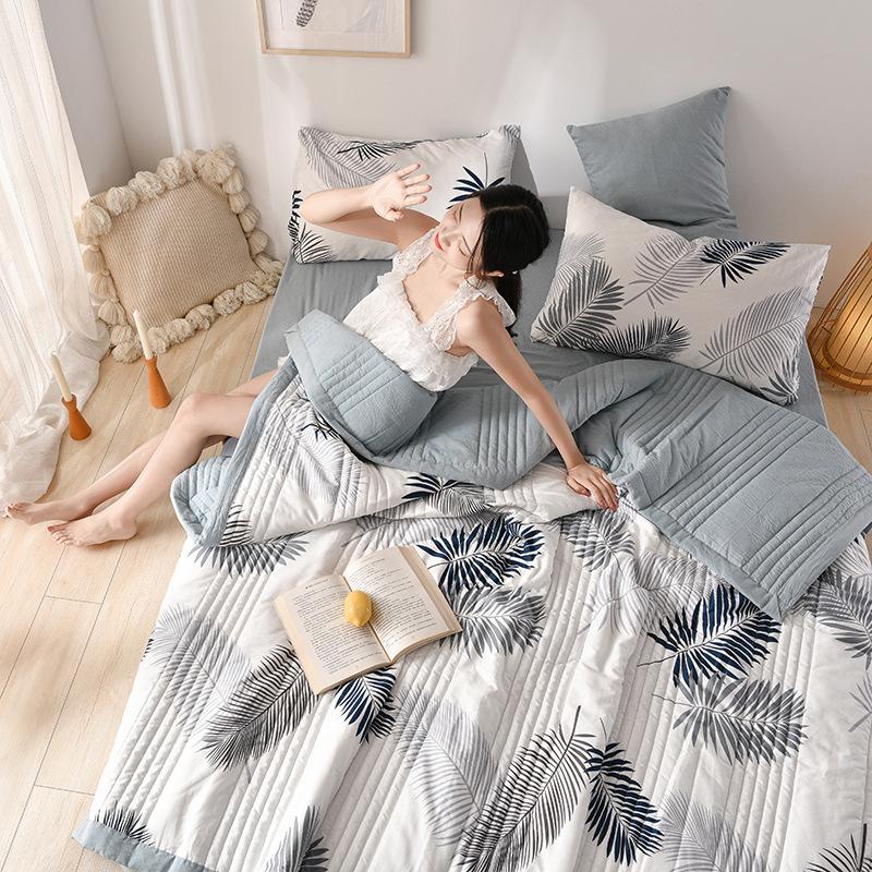 Plaid Summer Quilt Washed Cotton Air Condition Thin Comforter Blanket Bedspread for Single Double Queen King Bed Quilt