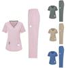 Ladies' Loose And Comfortable V,neck Short Sleeved Workwear With Multiple Pockets Suit Set