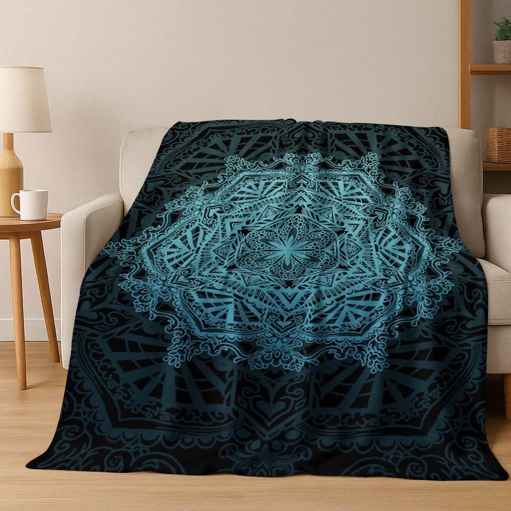 Coperta in Flanella Fiore Mandala Arcobaleno Chakra Yoga Arte Bohemien, Coperta Morbida e Accogliente per Casa Camera da Letto Letto Divano, Regalo per Bambini