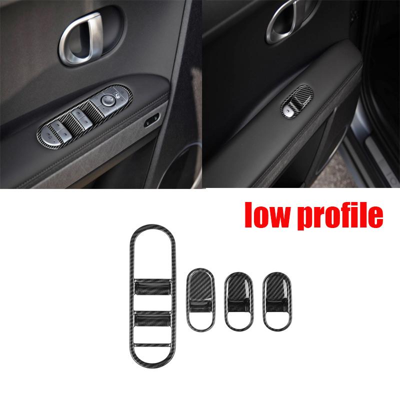 For Hyundai Aini Krypton IONIQ5 IONIQ 5 2022+ Car Carbon Fiber Window Glass Lift Button Switch Cover Door Armrest Panel