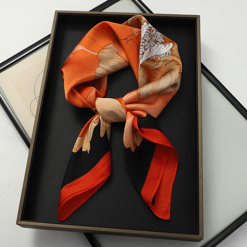 Luxury Brand Silk Scarf Square Women Shawls And Wraps Office Small Hair Neck Hijabs Kerchief Foulard Ladies Scarves 70*70cm