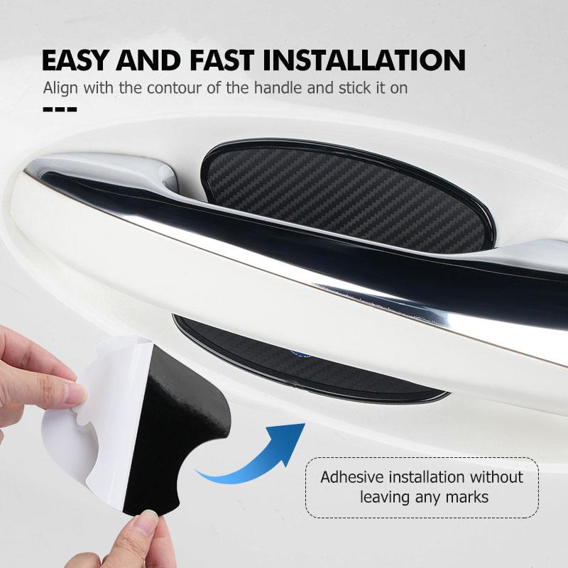 Valve Stems Caps 4Pcs Car Door Bowl Handle Protector Stickers Anti-scratch Trim Strip Auto Accessories For Volkswagen VW Polo Je