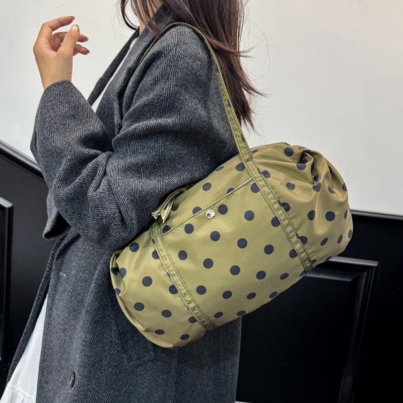 Yogodlns Eenvoudige Stippen Tote Bag Lichtgewicht Nylon Handtas Dames Casual Werk Schoudertas Grote Capaciteit Sport Opvouwbare Opbergtas