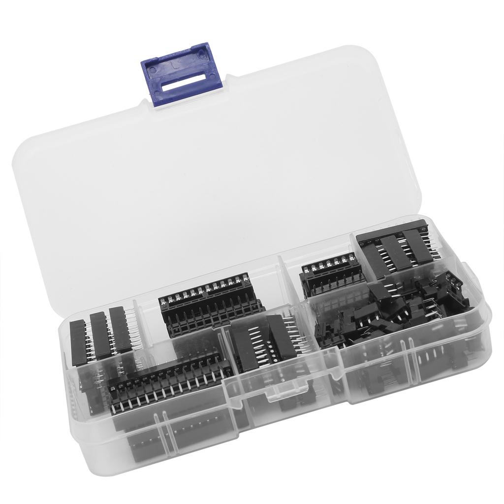 66 buc IC Chip Socket Flat Pin DIP Kit asortiment de componente pentru circuite integrate 2,54 mm