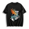 Vintage Klassisches Auto Print Lässiges T-Shirt Herren Retro Trendy Lockeres Oberteil Reines Baumwoll-T-Shirt