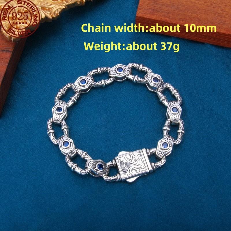 S925 Silver Horus Eye of God Cuban Bracelet Men's Fashion Hip Hop Simple Gift Fashion Jewelry Accessories