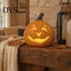 Warm Glow Pumpkin Lamp Halloween Creepy Light, Jack-O-Lantern Decoration, Scary LED Lights Hollow for Indoor Outdoor Holiday Parties Portable Ornament
