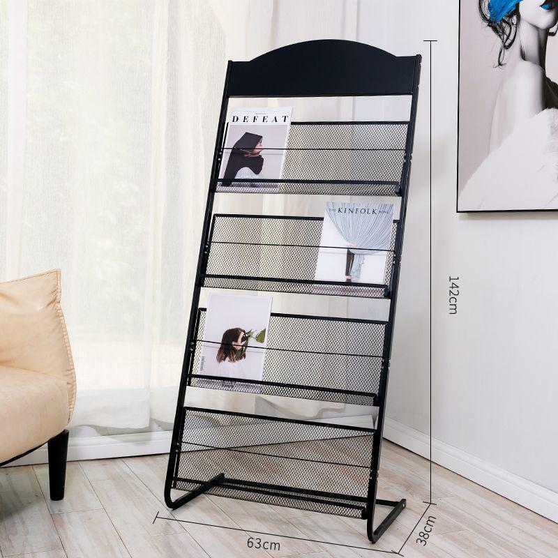 Floor-Standing Magazine, Newspaper, Book, and Display Rack for Office Storage and Promotional Materials