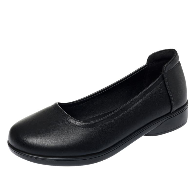 Thick Heel Comfortable Small Leather Shoes Women's Autumn New Models, Professional Shoes Dress To Work Not Tired Feet Single Shoes