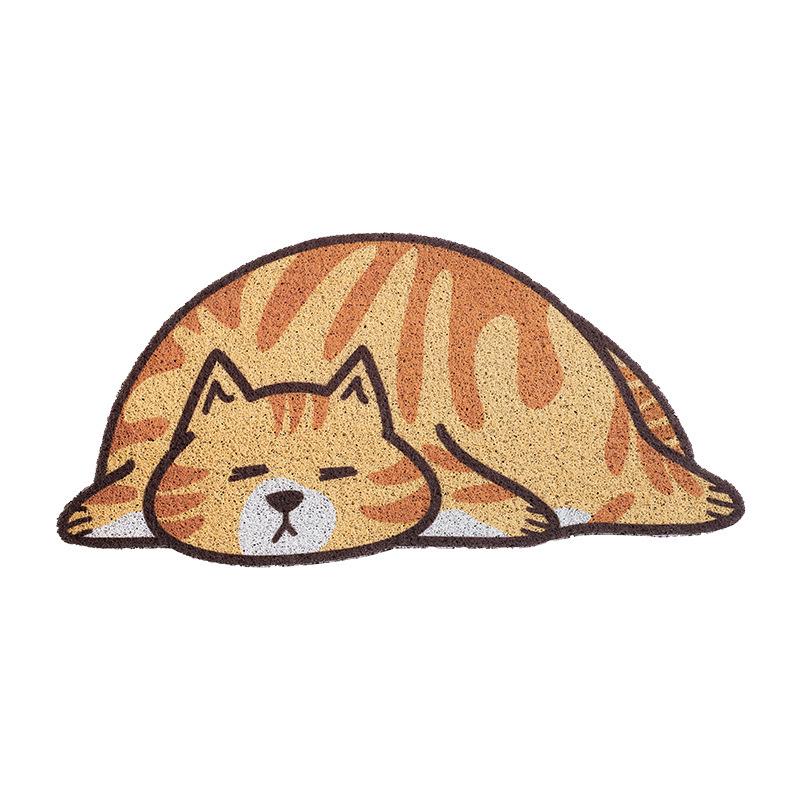 Cartoon Style Cat Door Mat Home Use Door Door Dirt Dust Dust Silk Floor Mat Can Be Cut Foot Mat Durable Durable