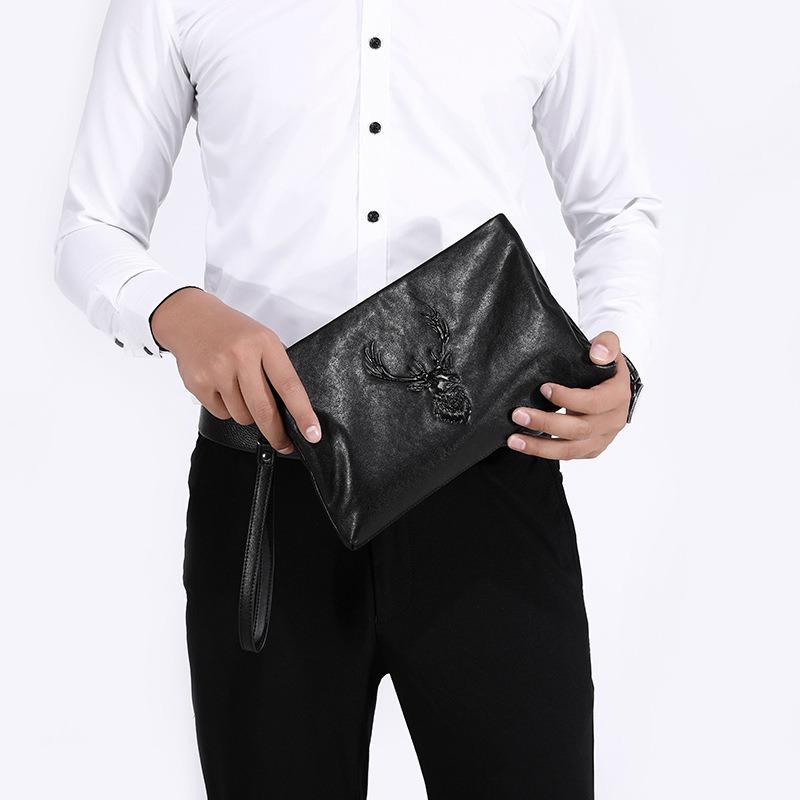 Cuir Véritable Homme Business Décontracté Homme Pochette Enveloppe Élégante Grande Capacité Sac Pochette Portefeuille Homme