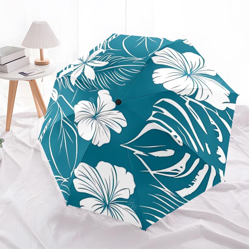 1pc Tropical Flowers Automatic Open/close Folding Umbrella, Compact Portable Travel Umbrella, Cute Umbrella, Durable Construction Yy260328012