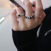 Μαύρο Δαχτυλίδι Ζιρκονίου Γυναικείο Ρετρό Μόδα Προσωπικότητα Σκοτεινό Στυλ Ακανόνιστη Στοίβαξη Φοριέται Ανοιχτό Δαχτυλίδι Δείκτη