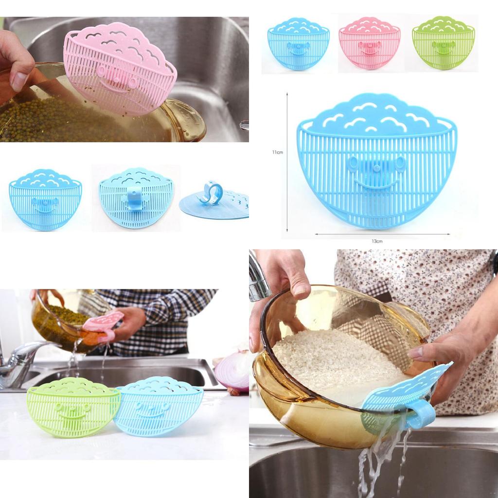 Creative Smile Clip On Rice Washer With Water Drainer For Fruits Vegetables And Grain Filtering