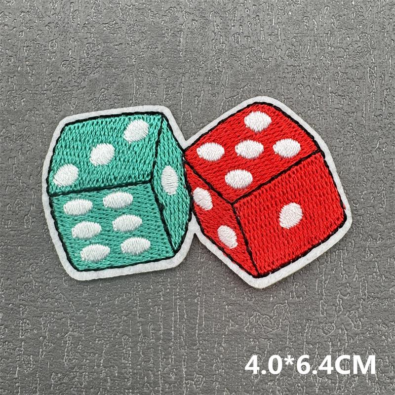 Cartoon-Aufnäher DIY-Stickaufnäher für Kleidung Streifen Abzeichen Buchstaben Würfel Aufnäher für Jacke Aufbügel-Aufnäher Auf Kleidung