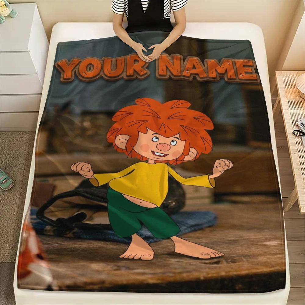 1 Stück Individueller Name Pumuckl Gemustert Flanelldecke Geeignet für Alle Jahreszeiten für Heimdekoration Wärme und Komfort Geschenke Feiertagsgeschenk
