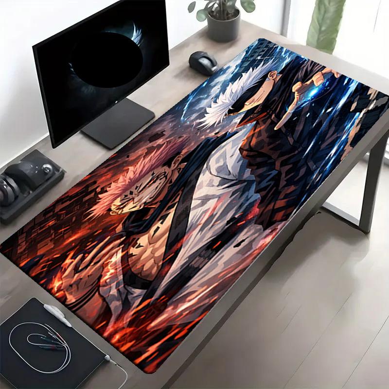 Jujutsu Kaisen Print Mouse Pad, Anti‑Slip Desktop Keyboard Mat, for PC Laptop Gaming Working Daily Use, Cool Festival Surprise Gift