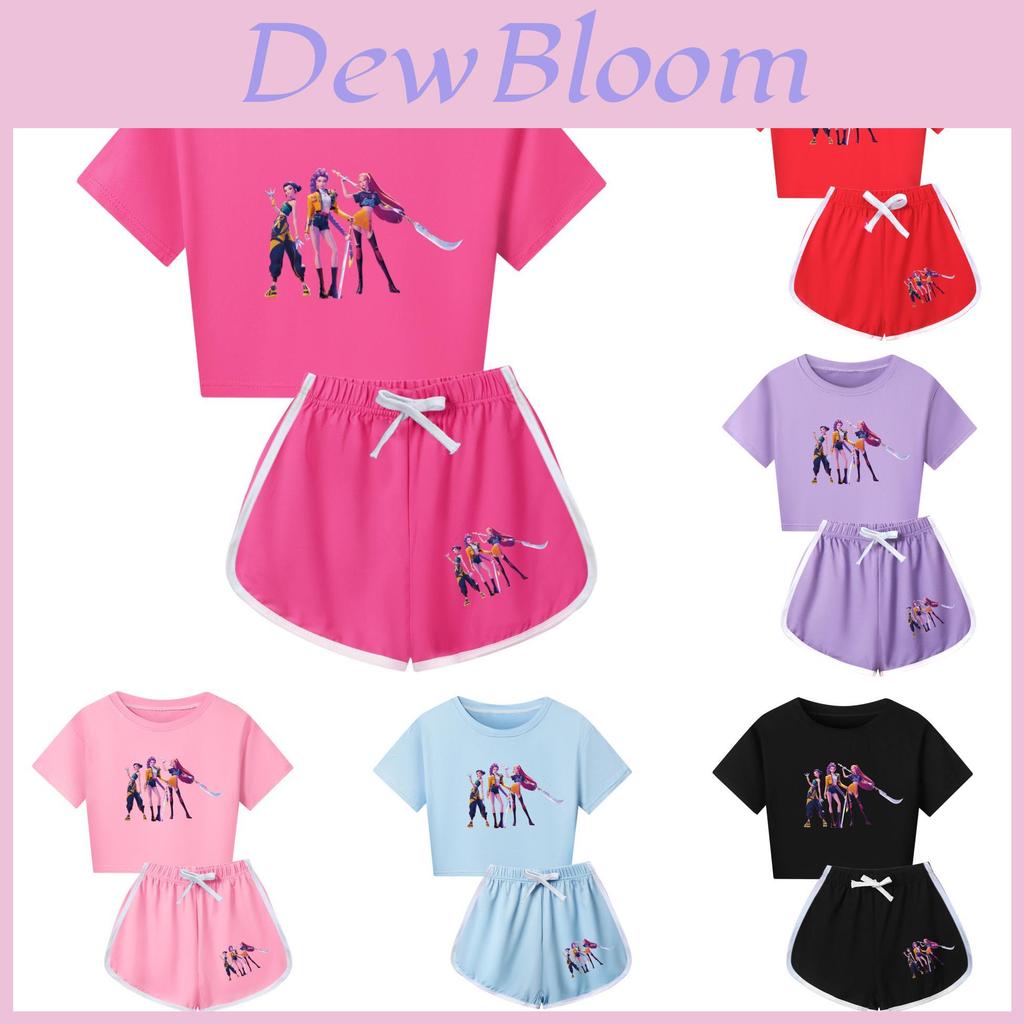 Kpop Dämonenjäger Druck Kinder Kurzarm Shorts Pyjama Set Mit Polyester Baumwollmischung Für Familien Nachtwäsche