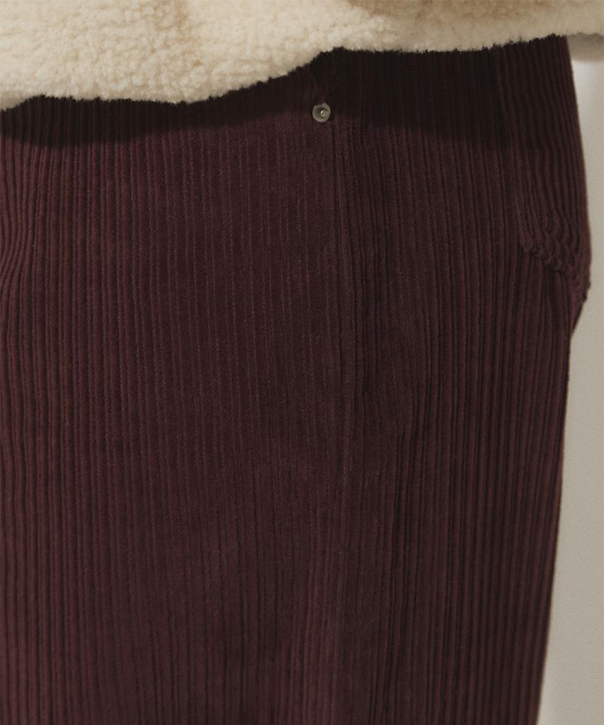 Eoboneoseu Lettering Corduroy Wide Leg Pants [Burgundy]