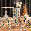 European-style Hand-painted Stained Glass Candy Jar Woven Pattern Fruit Bowl Contrast Vase Painted Juice Cup Whiskey Glass
