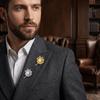 Luxury Flower Lapel Pin Stainless Steel Suit Badge Pin Trendy Women Brooch  Gift
