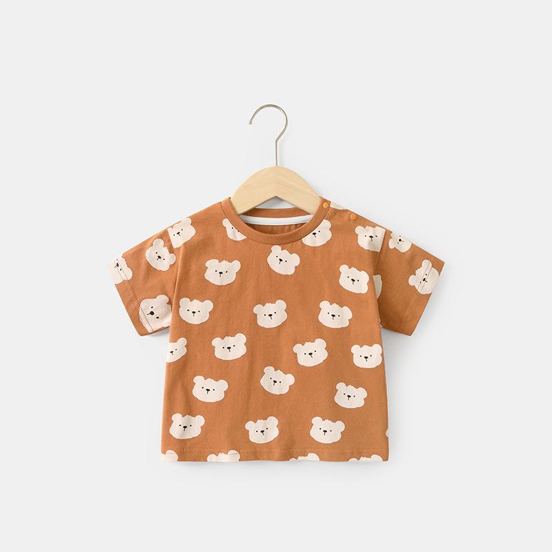 Babykläder Pojkar Kortärmade T-shirts Sommarkläder Flickor Baby Barn Sommar Bomull Barnkläder Toppar