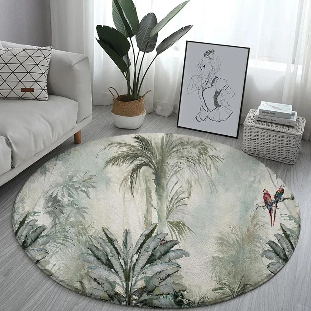 Lotus Landscape Painting Round Carpet Chair Sofa Carpets Home Living Room Bedroom Bathroom Floor Mat Printed Home Decorations