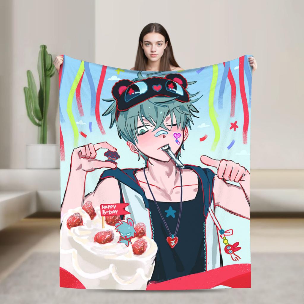 Kawaii Chibi LUKA Hot Anime ALIEN STAGE Blanket Super Warm Fluffy Plush Throw Blanket For Couch Chair Sofa Bed Cover