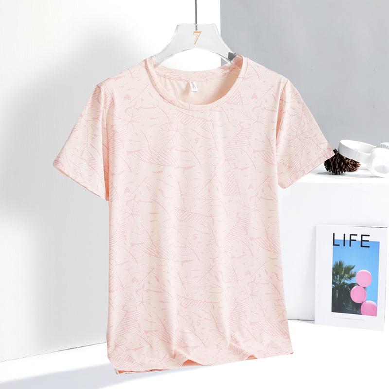 Ice Silk Quick Drying Short Sleeved Women's Summer Outdoor Thin Breathable Camouflage T-shirt Sports Women's Round Neck Quick Drying Clothes