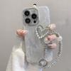 Pärlemor Kärlek Telefonfodral för Apple 17 Promax Armband för IPhone 16 Damernas Helomfattande 15 Fallsäkert Personlighet
