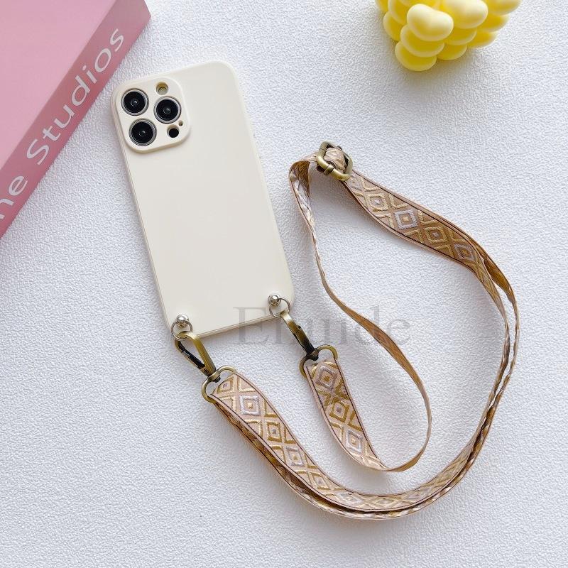 Retro Strap Case For Samsung Galaxy S25 Ultra S23 Plus S24 FE A56 A36 A16 A06 A26 Crossbody Lanyard Cord Liquid Silicone Cover