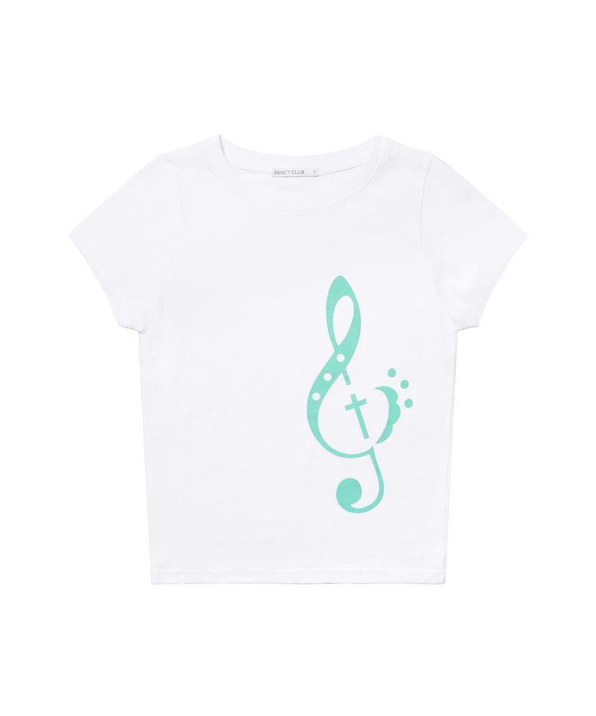 FANCY CLUB Clef Symbol Tee (White) F26Qb143