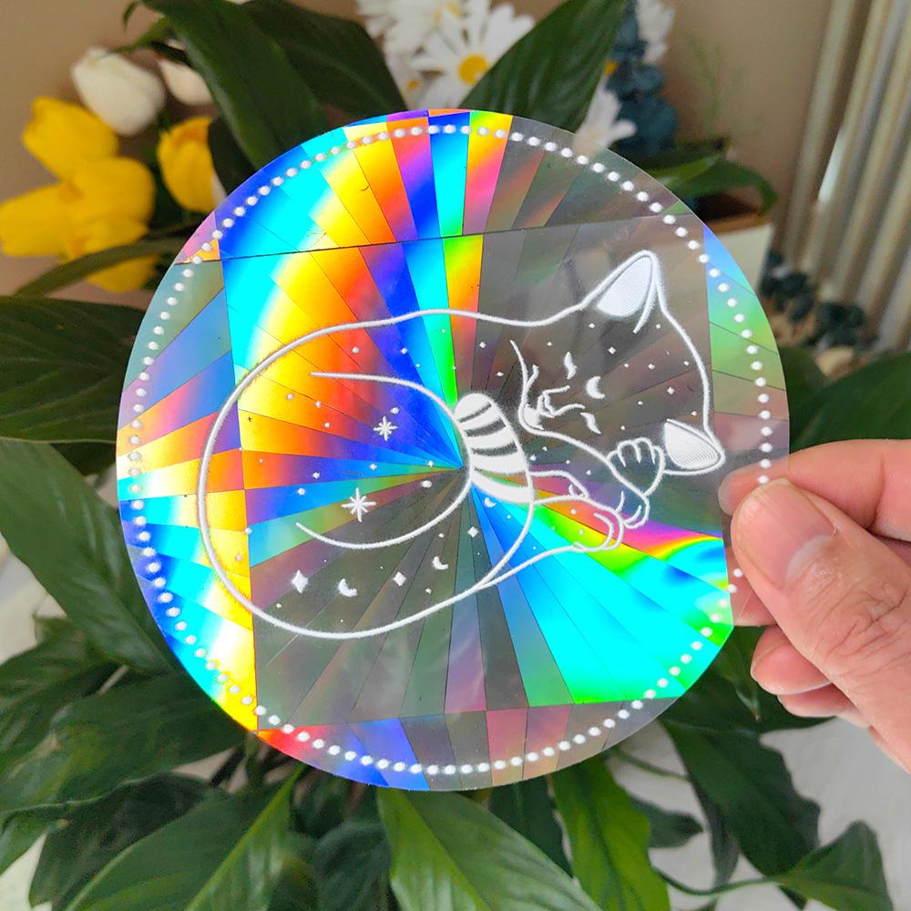 SC016-030  Sun Catcher Anti-Collision Rainbow Stickers Circle Window Clings - Save Birds From Window Collisions PVC Window Film