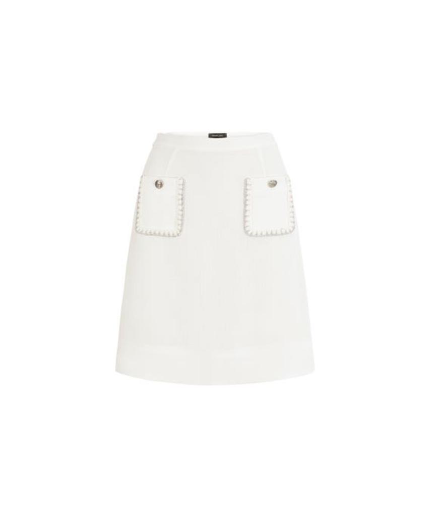 Melilling White Embroidered Stitch Skirt (Esfmgsk04Wht)