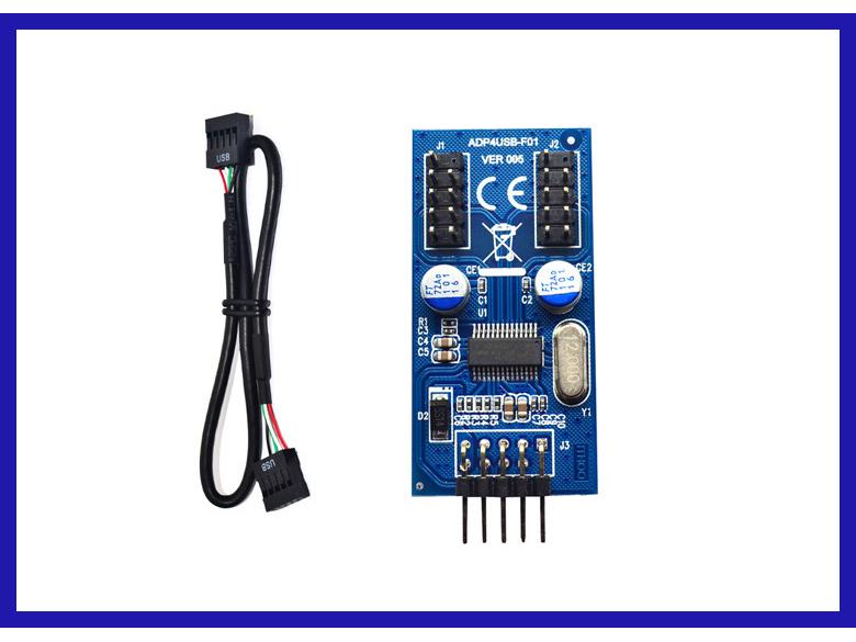Motherboard USB 1-to-2 DuPont Adapter, 9-Pin To Dual 9-Pin USB 2.0 Interface, In Stock