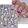 1 Sheet Christmas Nail Art Sticker Waterproof 3D Embossment Santa Claus Snowman Elk Snowflake Christmas Tree Ball Fake Nail Decoration Decal