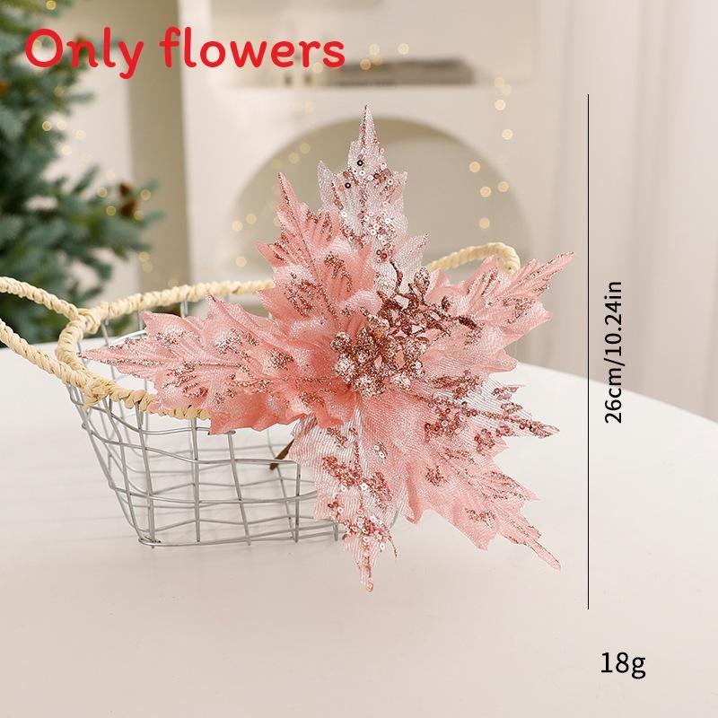 Christmas Glitter Faux Flower Garland With Sequin Design For Holiday Decor