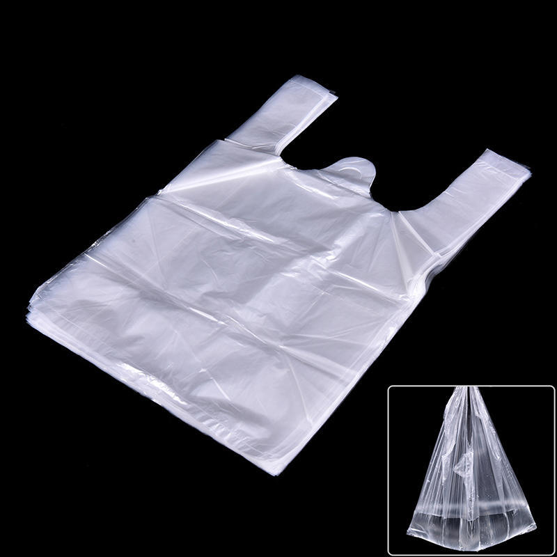 52Pcs 20*30Cm Plastic T-Shirt Retail Shopping Supermarket Bags Handles Packaging,