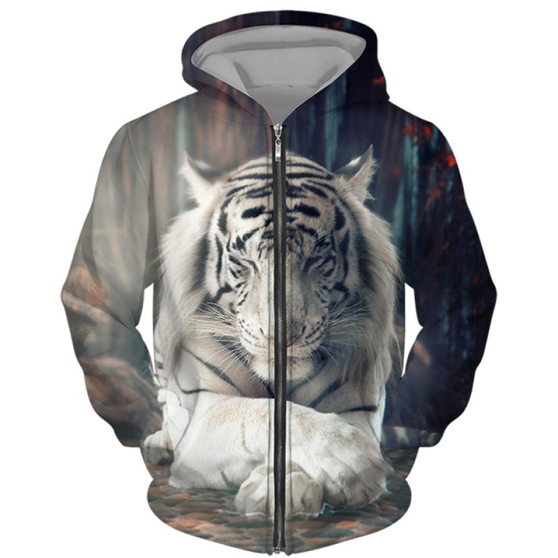 Hanorac pentru bărbați, primăvară, toamnă, cu fermoar, hanorace, 3D, animale, leu, bestie, imprimare, pulover cu glugă, jachetă de modă, îmbrăcăminte sportivă ocazională