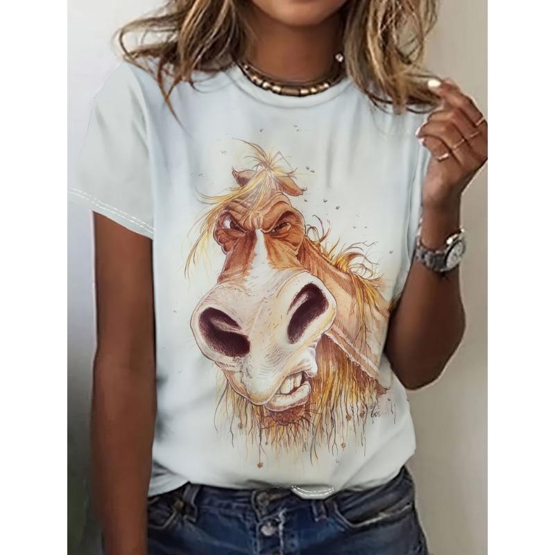 Funny Animal Women's T-Shirt 3d Print T-Shirt Cute Animal Harajuku Casual Girl Short Sleeved Top Oversized Clothing