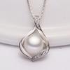 Wedding 925 Silver Pearl Pendant Women,Trendy Freshwater Natural Grey Pearl Pendant Necklace Girl Birthday Gift