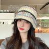 Striped Fisherman Hat Fall and Winter Basin Hat Dopamine Gradient Woolen Hat New Contrasting Color Knitted Hat Cold Hat