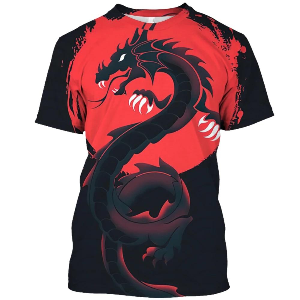 T-Shirt manches courtes pour hommes, surdimensionné, imprimé Dragon chinois graphique 3D, décontracté, à la mode, été