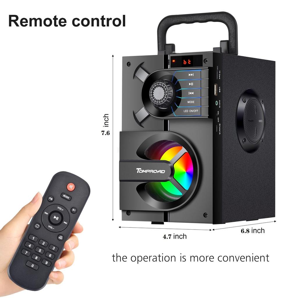 Bluetooth Speaker Portable Wireless Stereo Bass Speakers Subwoofer Column Support FM Radio RGB Lights Remote Control