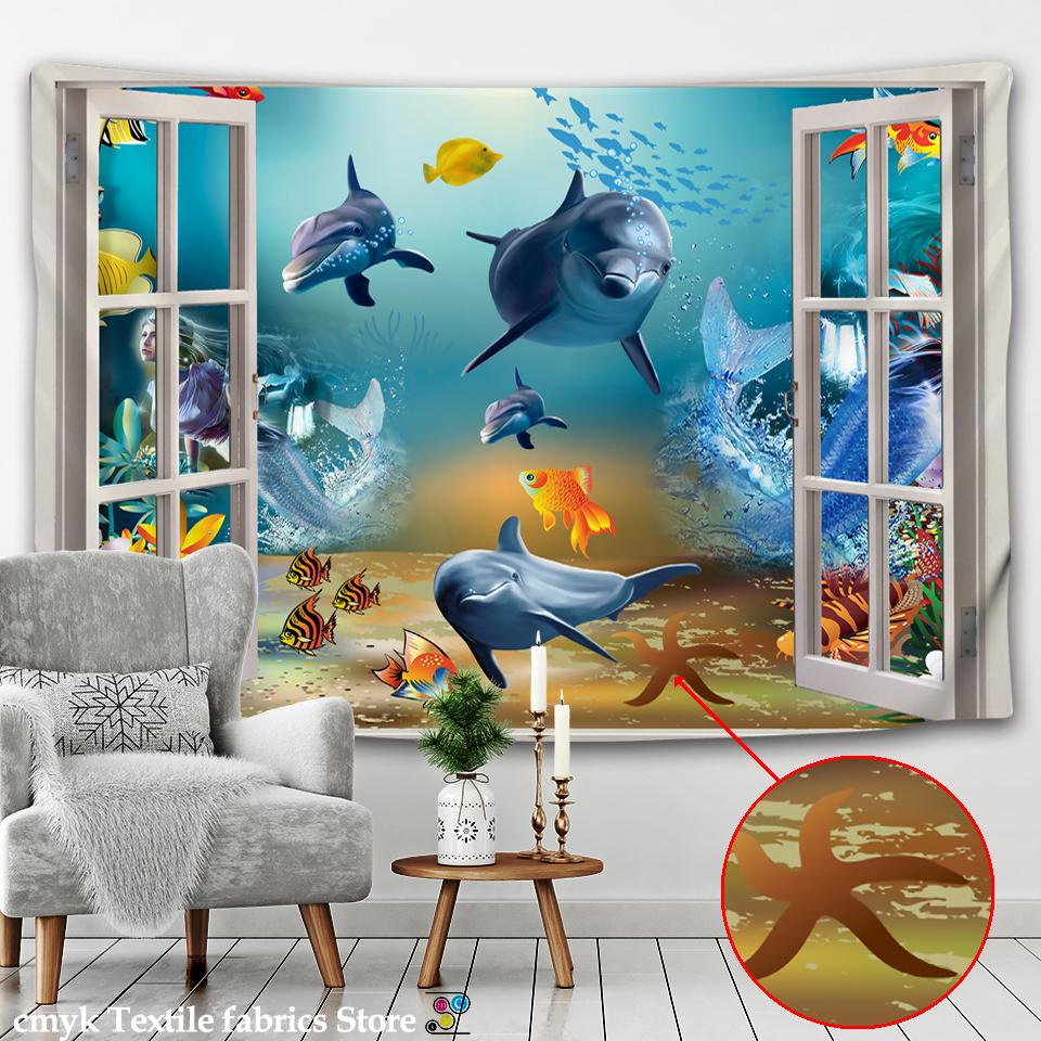 Marine Museum Tapestry Wall Hanging Underwater World -hippie Decorwall Cloth-whale Wall Cloth Bohemian Decoration Hand Wash