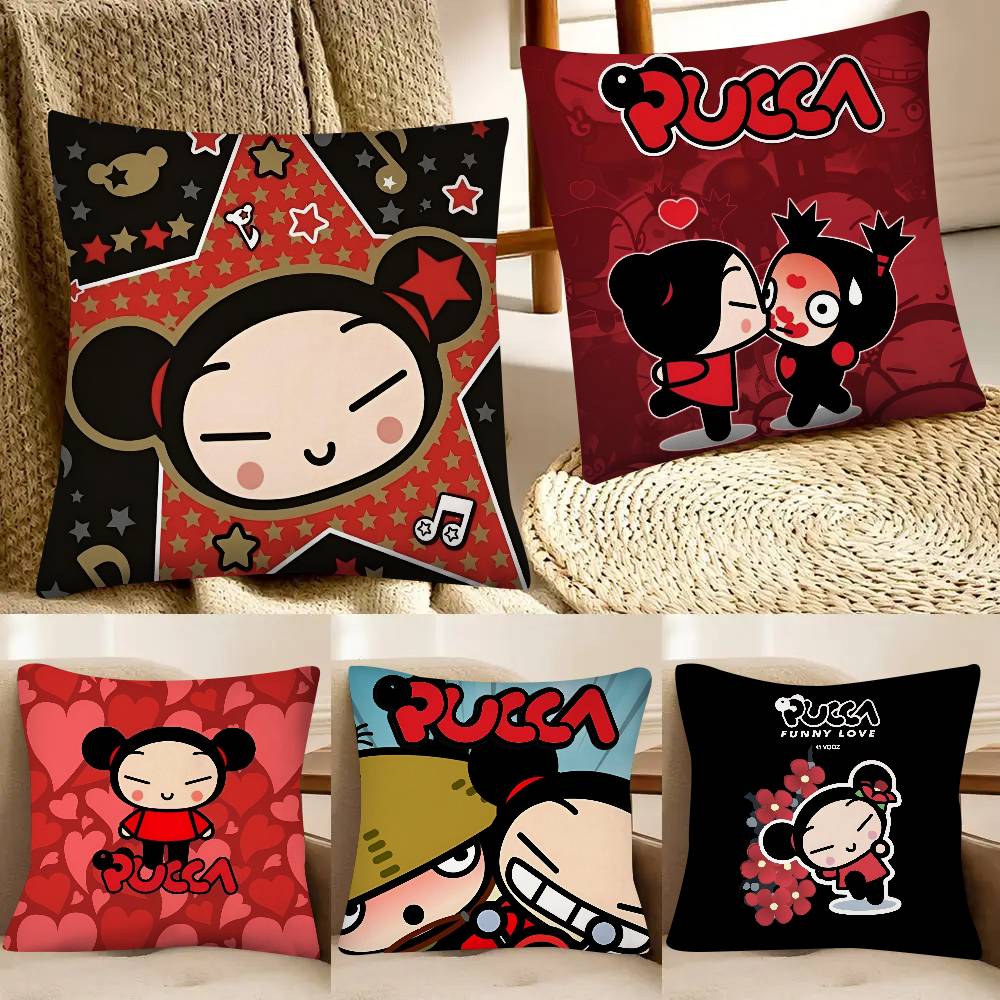 Kawaii PPucca Pillow Case Fashion Square Pillowcase Bedroom Sofa Room Ins Decoration Leisure