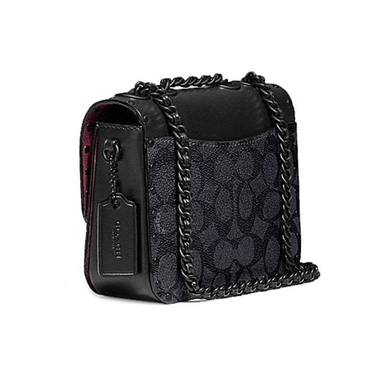 Coach Madison 16 Studded Flap Chain Crossbody Bag Women Bags Black C2462-MWQV8