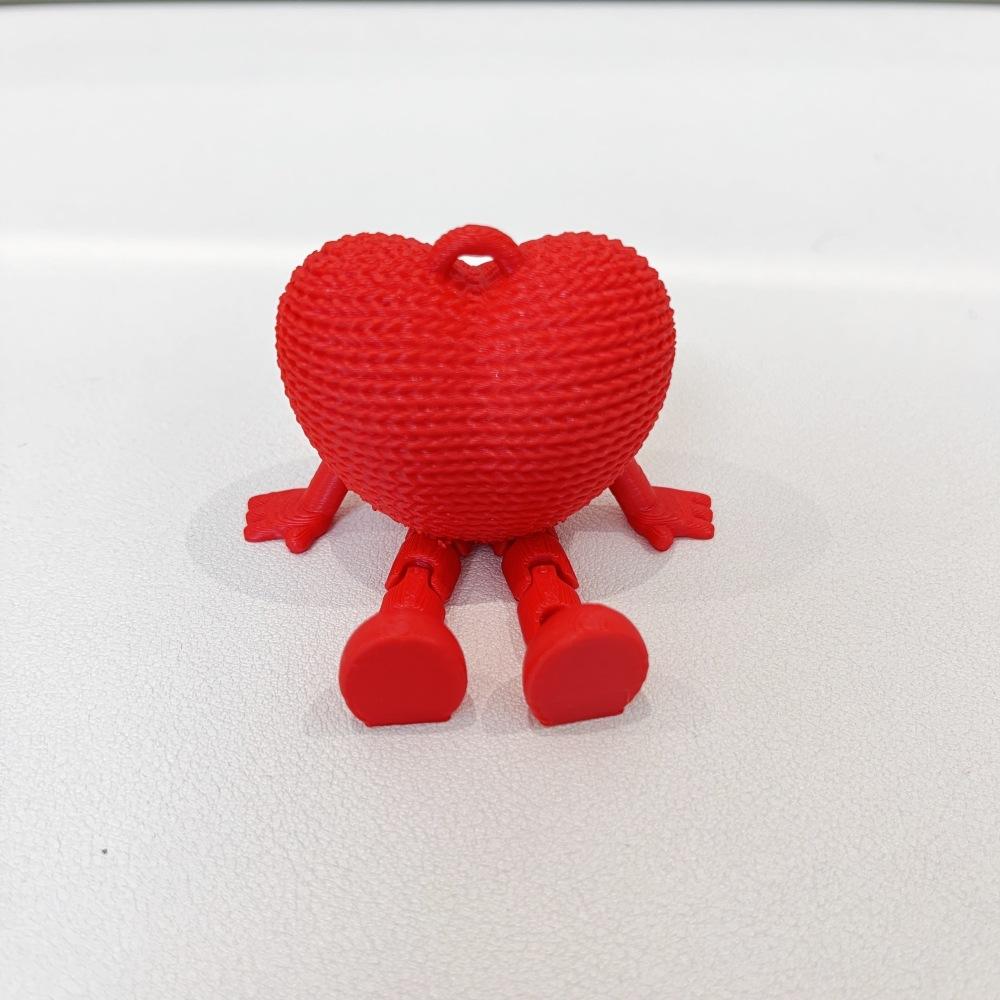3D Printed Articulated Love Heart Ornament Movable Joints Desktop Decor Keychain Bag Charm Valentine Gift for Her Him